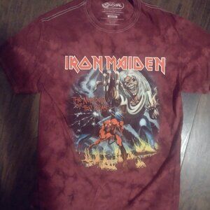 Iron Maiden burgundy tie dye Adult medium heavy metal tshirt
